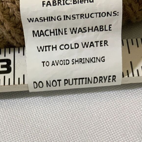 Tan Knit Open Front Long Sleeve Pocketed Slouchy Cardigan Size Medium - Picture 14 of 15